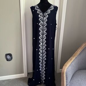 Navy Embroidered Maxi Dress